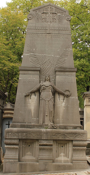 Tombe des généraux Claude Martin Lecomte et Jacques Léonard Clément Thomas au cimetière du Père-Lachaise à Paris